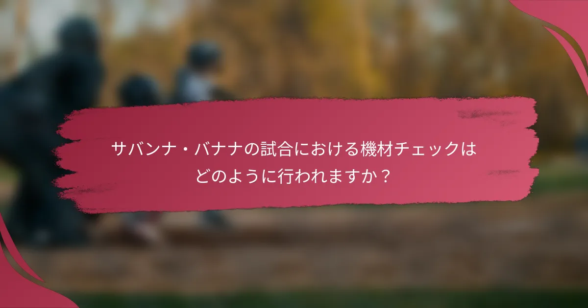 サバンナ・バナナの試合における機材チェックはどのように行われますか?
