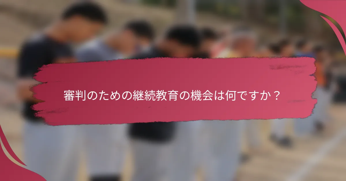 審判のための継続教育の機会は何ですか？