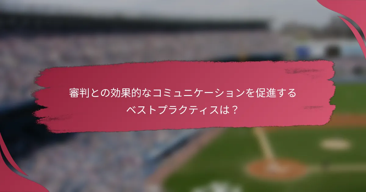 審判との効果的なコミュニケーションを促進するベストプラクティスは？