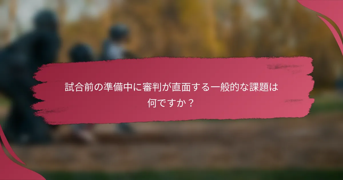 試合前の準備中に審判が直面する一般的な課題は何ですか?